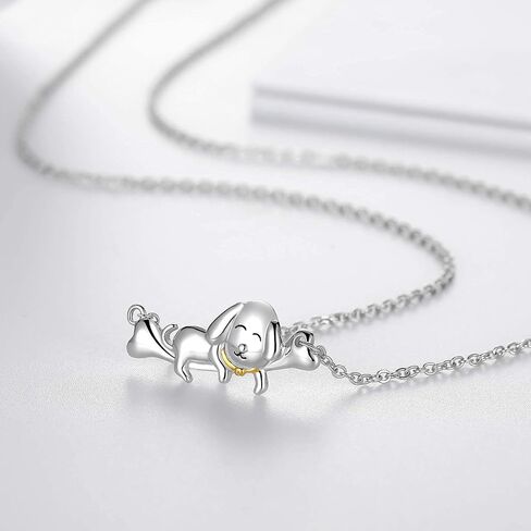 قلادة فضية للنساء، قلادة ستيب فوروارد من الفضة الاسترلينية 925، قلادة لطيفة على شكل كلب الكسلان، مجوهرات ساحرة هدايا للفتيات المراهقات, فضة استرلينية, كلب in Kuwait