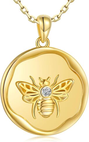 ويندو قلادة من الفضة الاسترليني عيار 925 بتصميم عملة نحلة طنانة - قلادة عين الحسد من الذهب عيار 18 قيراط، هدايا الكريسماس للابنة والحفيدة والاصدقاء، فضة استرلينية، زركونيا مكعب in Kuwait