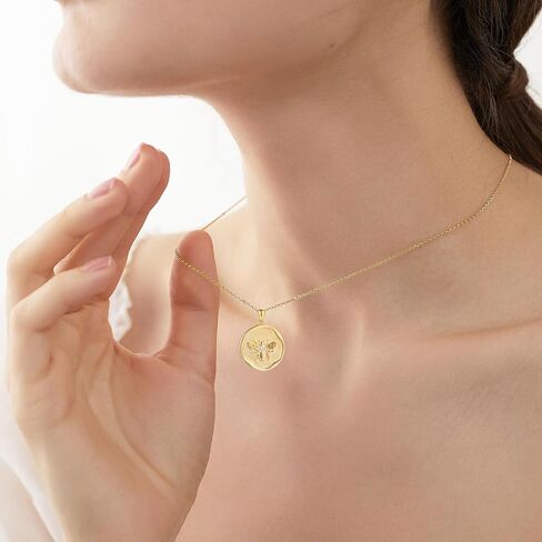 ويندو قلادة من الفضة الاسترليني عيار 925 بتصميم عملة نحلة طنانة - قلادة عين الحسد من الذهب عيار 18 قيراط، هدايا الكريسماس للابنة والحفيدة والاصدقاء، فضة استرلينية، زركونيا مكعب in Kuwait