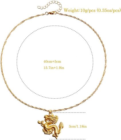 CAIYUNELEX قلادة التنين للنساء للفتيات، قلادة التنين المحظوظ، عام التنين 2024، مجوهرات التنين العصرية والتقليدية للنساء هدايا التنين للنساء in Kuwait