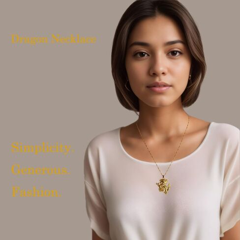 CAIYUNELEX قلادة التنين للنساء للفتيات، قلادة التنين المحظوظ، عام التنين 2024، مجوهرات التنين العصرية والتقليدية للنساء هدايا التنين للنساء in Kuwait