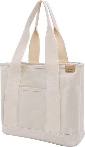Canvas Tote Bag Casual Multi pockets Handbags Large Capacity Shopping Shoulder Bag with Pocket Bags Work Purses in Saudi Arabia
