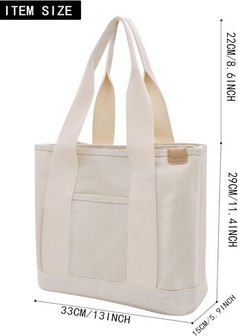 Canvas Tote Bag Casual Multi pockets Handbags Large Capacity Shopping Shoulder Bag with Pocket Bags Work Purses in Saudi Arabia