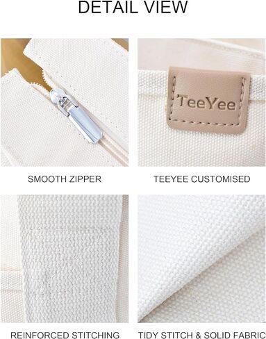 Canvas Tote Bag Casual Multi pockets Handbags Large Capacity Shopping Shoulder Bag with Pocket Bags Work Purses in Saudi Arabia