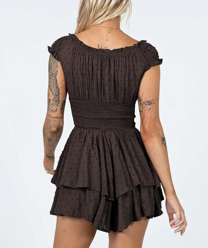 فساتين R.Vivimos النسائية الصيفية المصنوعة من القطن بأكمام منتفخة وكشكشة متعددة الطبقات كاجوال بوهو سوينغ صغيرة in Kuwait