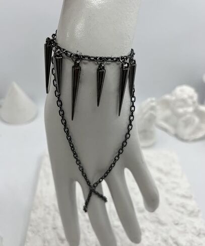 Asphire Gothic Finger Ring Chain Bracelet Layered Lariat Tassel Slave Bracelet Punk Hand Harness Bracelet Hip Hop Cosplay Party Statement Accessories for Women Teens in Kuwait