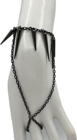 Asphire Gothic Finger Ring Chain Bracelet Layered Lariat Tassel Slave Bracelet Punk Hand Harness Bracelet Hip Hop Cosplay Party Statement Accessories for Women Teens in Kuwait