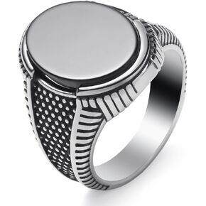 Mens Onyx Ring,Stainless Steel Signet Rings for Men,Black Onyx Agate Gemstone Rings Jewelry for Men Size 8-13