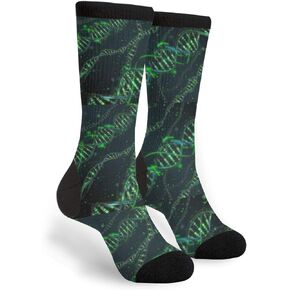 NGFF Green DNA Science Men Women Casual Crazy Funny Athletic Fancy Novelty Graphic Crew Tube Socks Moisture Wicking Gift