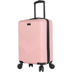 Nicole Miller New York Luggage Collection - 24 Inch Hardside Carry On Suitcase - Durable Lightweight Bag with 4-Rolling Spinner Wheels (Pink)