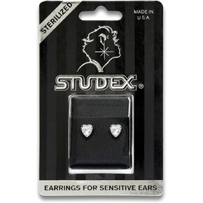 STUDEX Sensitive Crystal Heart Stud Earrings 6x6mm | Hypoallergenic and Nickel Safe for Sensitive Ears | Surgical Stainless Steel Posts | High Fashion Earrings for Women and Men-PR-647W-S