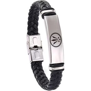 Celtic Awen Bracelet for Men Women,The Neo-Druid Symbol Of Awen Symbol Leather Wristband Stainless Steel Arwen Ancient Celtic Jewelry Gift for Him Her