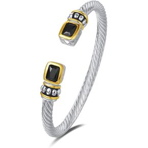UNY Designer Inspired Jewelry 6x8 Radiant CZ cable Wire Antique Bangle Elegant Beautiful Christmas Gift