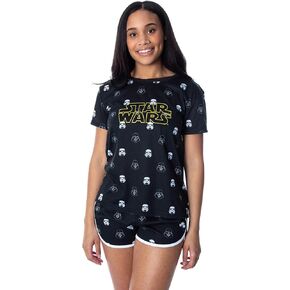 Star Wars Women's Darth Vader and Trooper Heads Shirt and Sleep Shorts Loungewear Pajama Set