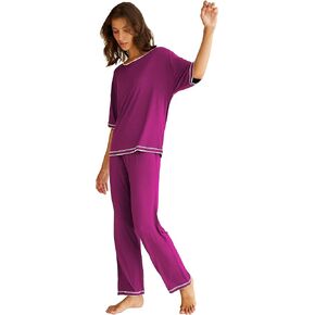 Latuza Women's 3/4 Sleeve Scoop Neck Pajama Set