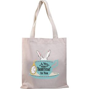 BDPWSS Alice Gift A Very Merry Unbirthday To You Tote Bag For Bookworm Book Lover Gift (Unbirthday to you TG) Middle