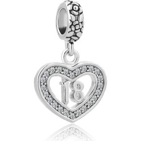 ZakiaHo Heart Love Sweet 16 18 Birthday Charms for Bracelets Comaptible with Pandora Bracelets
