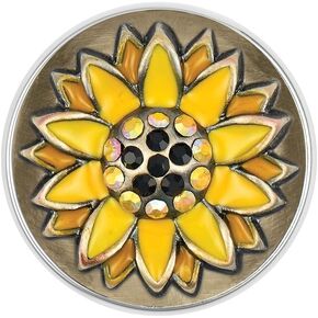Ginger Snaps Sunflower, 20 Millimeter, Yellow, Rhodium Plated, Women, Jewelry and Accessories