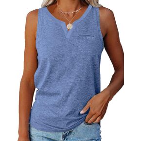 Aiopr Women’s Tank Tops V Neck Sleeveless Casual Summer T Shirts Solid Color Loose Fit Shirt Tees
