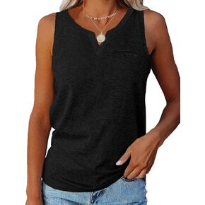 Aiopr Women’s Tank Tops V Neck Sleeveless Casual Summer T Shirts Solid Color Loose Fit Shirt Tees