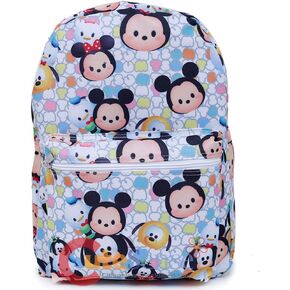 Disney Tsum Tsum School Backpack 16in All Over Print Large Book Bag White