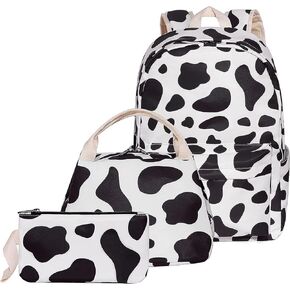 Malaxlx Mushroom Print School Backpack Set for Teen Girls Boys, Bookbags with Lunch Box Pencil Case