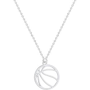 Stainless Steel Basketball Pendant Necklace Simple Basketball Sports Charms Clavicle Chain Necklace Jewelry for Girls Boys Basketball Players