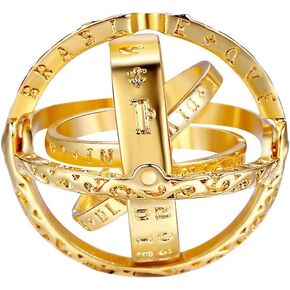 PAMTIER Men Women Stainless Steel Vintage Foldable Open Astronomical Sphere Ball Ring