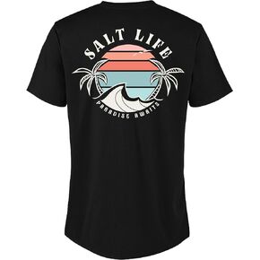 تي شيرت نسائي من Salt Life بأكمام قصيرة ورقبة على شكل حرف V وأكمام قصيرة للجنسين
