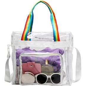 Clear Bag, Transparent Tote Bag with Handle and Shoulder Strap, Clear Bag Stadium Approved 12x6x12