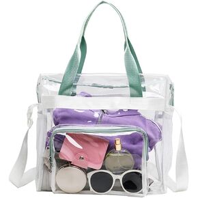 Clear Bag, Transparent Tote Bag with Handle and Shoulder Strap, Clear Bag Stadium Approved 12x6x12