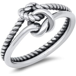Cute Nautical Double Rope Knot Promise Ring New .925 Sterling Silver Band Sizes 4-10