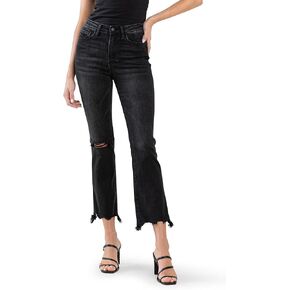 Flying Monkey, High Rise Ankle Bootcut Jeans, Black