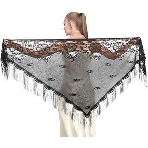 Women Lace Wraps Shawls Soft Mesh Fringe WrapsTriangle Scarf Shawl for Wedding Evening Party Dresses