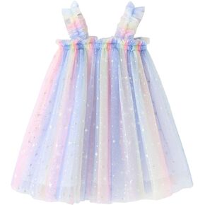 YETANLID Baby Girls Tulle Tutu Dress 2023 Summer Tulle Sequin Dresses Size 6M-5T