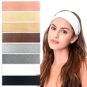 SHYVIS 8-Pack Headbands for Women - Non-Slip Elastic Sweatbands - Soft Fabric Hair Bands for Gym, Workout, Yoga, Running, and Sports - Stylish, Cotton Headbands for Women and Girls.