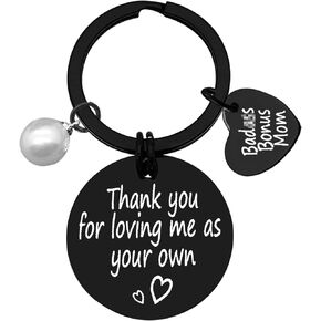 Christmas Keychain Step Mother Gift Stepmom Keychain Appreciation Gift for Stepmother Bonus Mom Jewelry Mother in Law Gift Thanksgiving Birthday Mothers Day Gift from Step Daughter Son Adoption