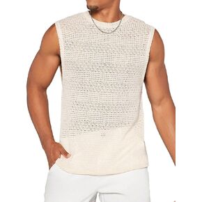 Verdusa Men's Casual Sleeveless Round Neck Knit Tank Top