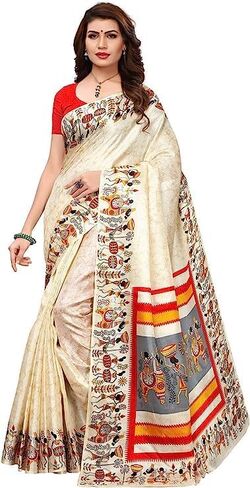 ساري حريري خادي مطبوع للسيدات مع قطعة بلوزة غير مخيطة in Kuwait