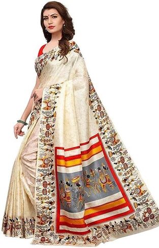 ساري حريري خادي مطبوع للسيدات مع قطعة بلوزة غير مخيطة in Kuwait