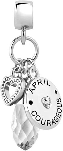 GMXLin April Birthstone Birthday Charms White Teardrop Love Heart Dangle Bead Compatible With Pandora Charms Bracelets in Saudi Arabia
