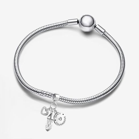 GMXLin April Birthstone Birthday Charms White Teardrop Love Heart Dangle Bead Compatible With Pandora Charms Bracelets in Saudi Arabia