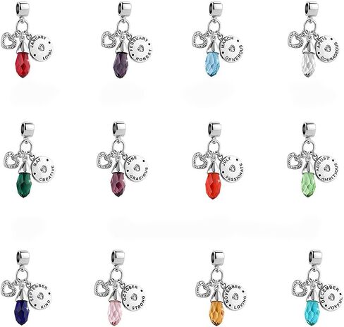 GMXLin April Birthstone Birthday Charms White Teardrop Love Heart Dangle Bead Compatible With Pandora Charms Bracelets in Saudi Arabia