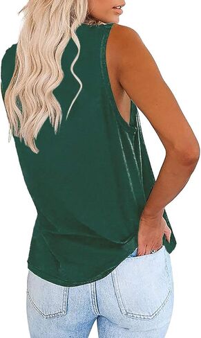 Aiopr Women’s Tank Tops V Neck Sleeveless Casual Summer T Shirts Solid Color Loose Fit Shirt Tees in Saudi Arabia
