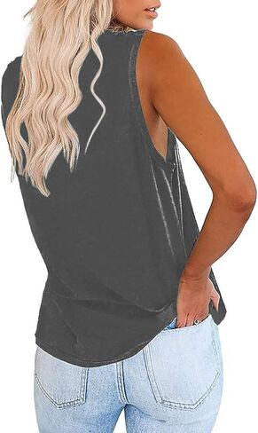 Aiopr Women’s Tank Tops V Neck Sleeveless Casual Summer T Shirts Solid Color Loose Fit Shirt Tees in Saudi Arabia