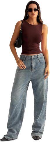 Eachyes Women Boat Neck Seamless Tank Tops Built in Bra Sleeveless Casual Fitted Shirts in Saudi Arabia