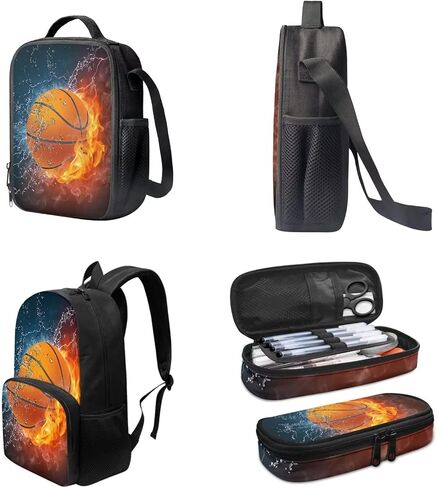 Customized Your Kids Name on American Flag Sunflower Cow Print School Backpack Set for Boys Girls, Set 3-in-1 Kids Teens School Bag Bookbag with Lunch Bag Pencil Bag in Saudi Arabia