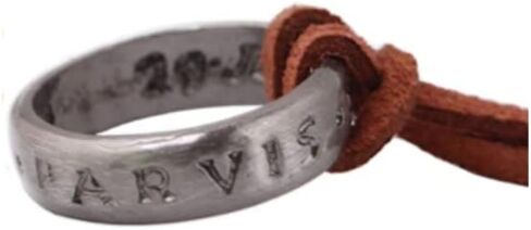tenghong2021 Unisex Engraved Ring Pendant Necklace with Adjustable Brown Leather Chain Handmade Jewelry Cosplay Fans Gift with Inside Engravings in Saudi Arabia
