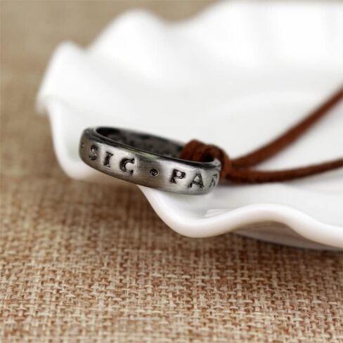 tenghong2021 Unisex Engraved Ring Pendant Necklace with Adjustable Brown Leather Chain Handmade Jewelry Cosplay Fans Gift with Inside Engravings in Saudi Arabia