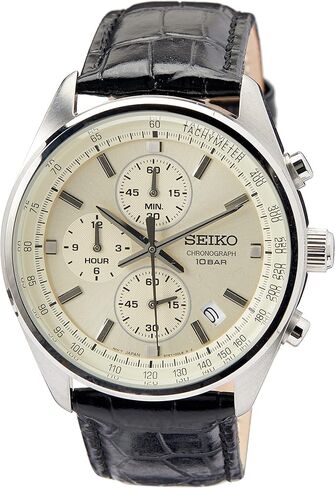 Seiko Herren-Uhr Quarz Edelstahl mit Lederband in Saudi Arabia